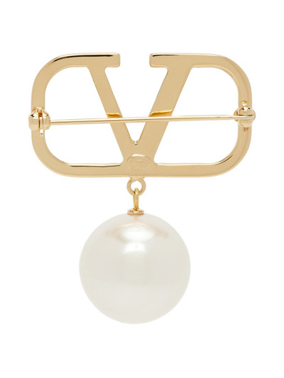 Valentino Gold VLogo Signature Pearl Brooch outlook