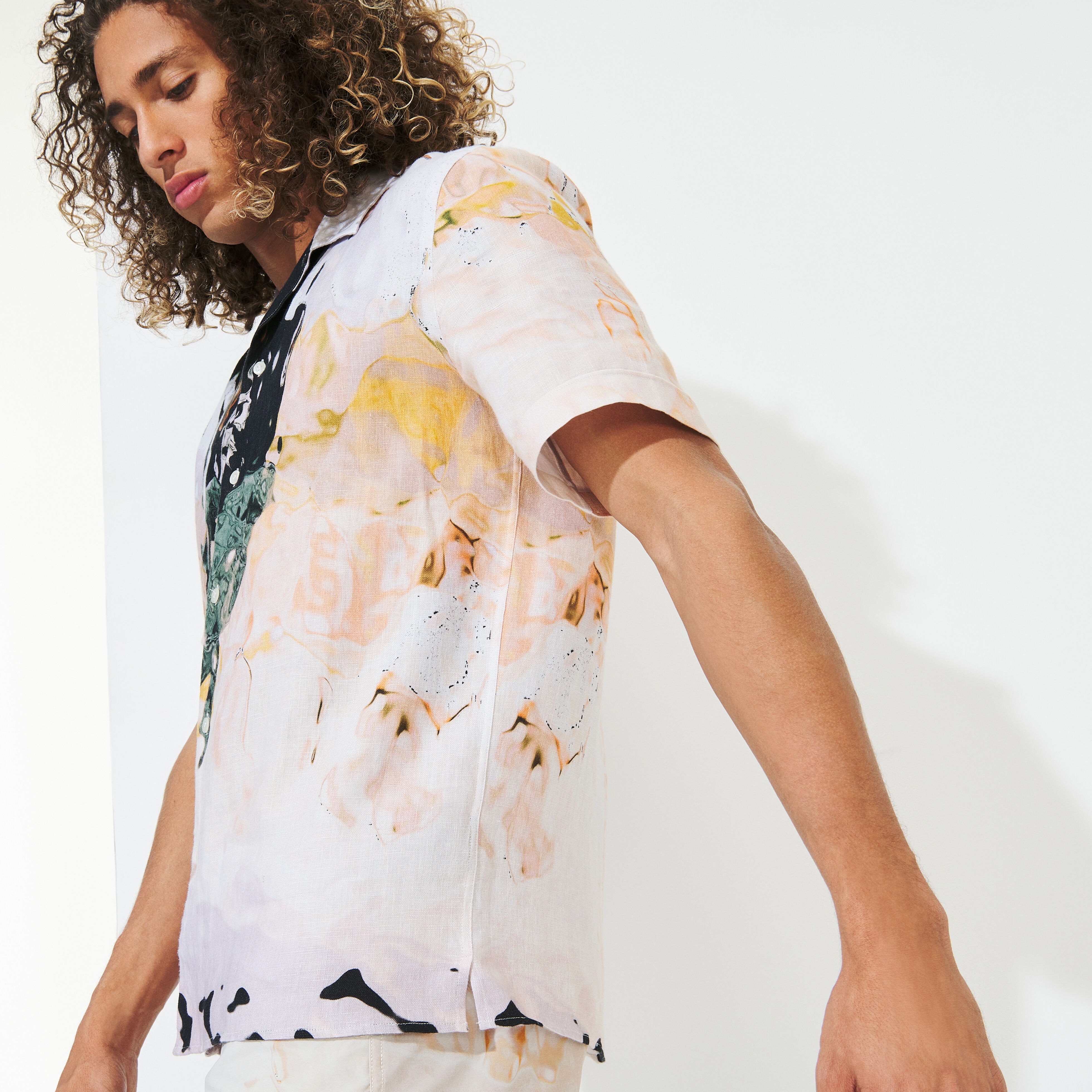 Men Bowling Shirt Linen Distortive water - Vilebrequin x Highsnobiety - 7