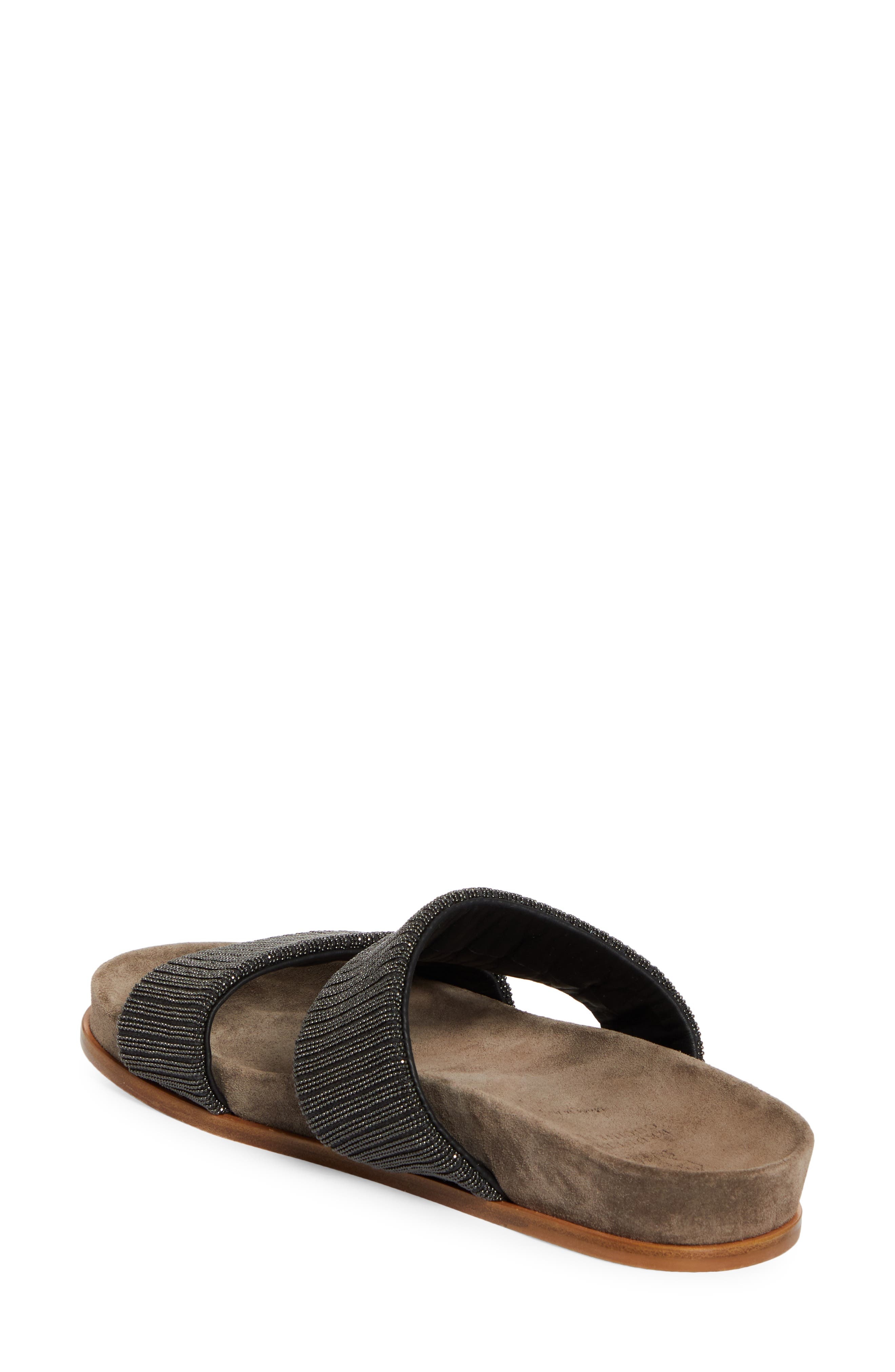 Brunello Cucinelli Monili Two-Strap Slide Sandal in Antracite at Nordstrom - 2