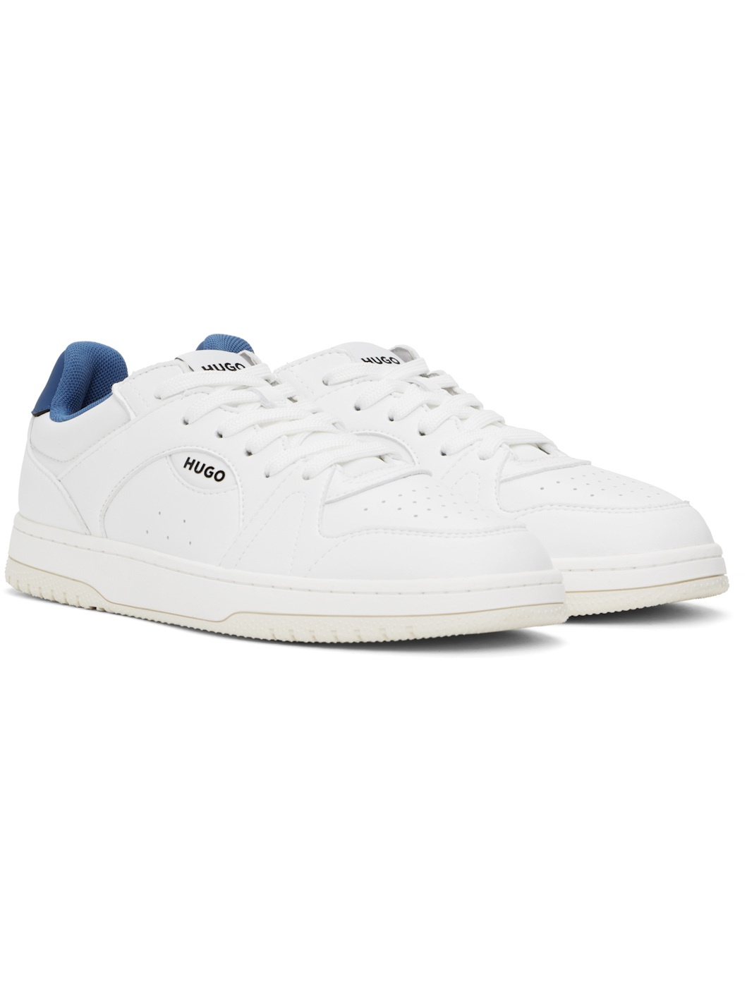 White Faux-Leather Logo Sneakers - 4
