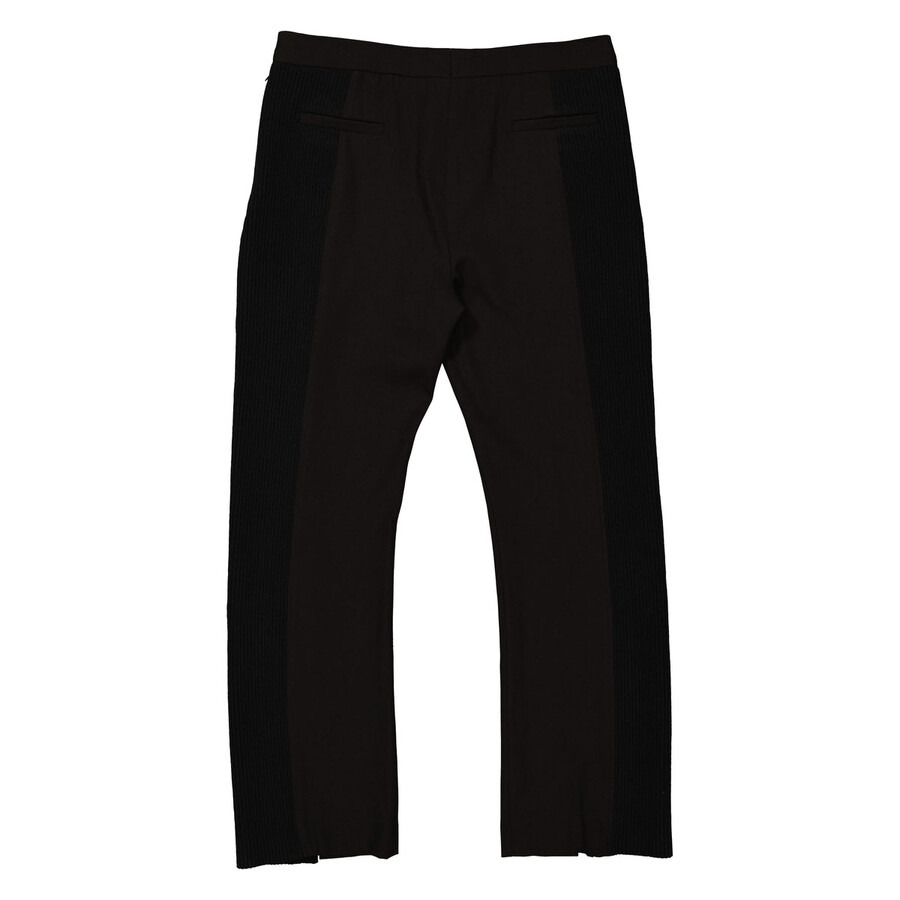Burberry Ladies Black Ribbed-Panel Flared Wool Trousers - 5