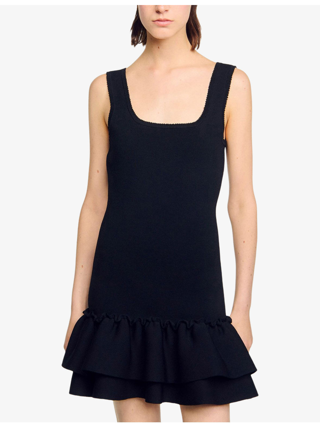 Ruffled-Hem Square-Neck Stretch-Knit Mini Dress - 3