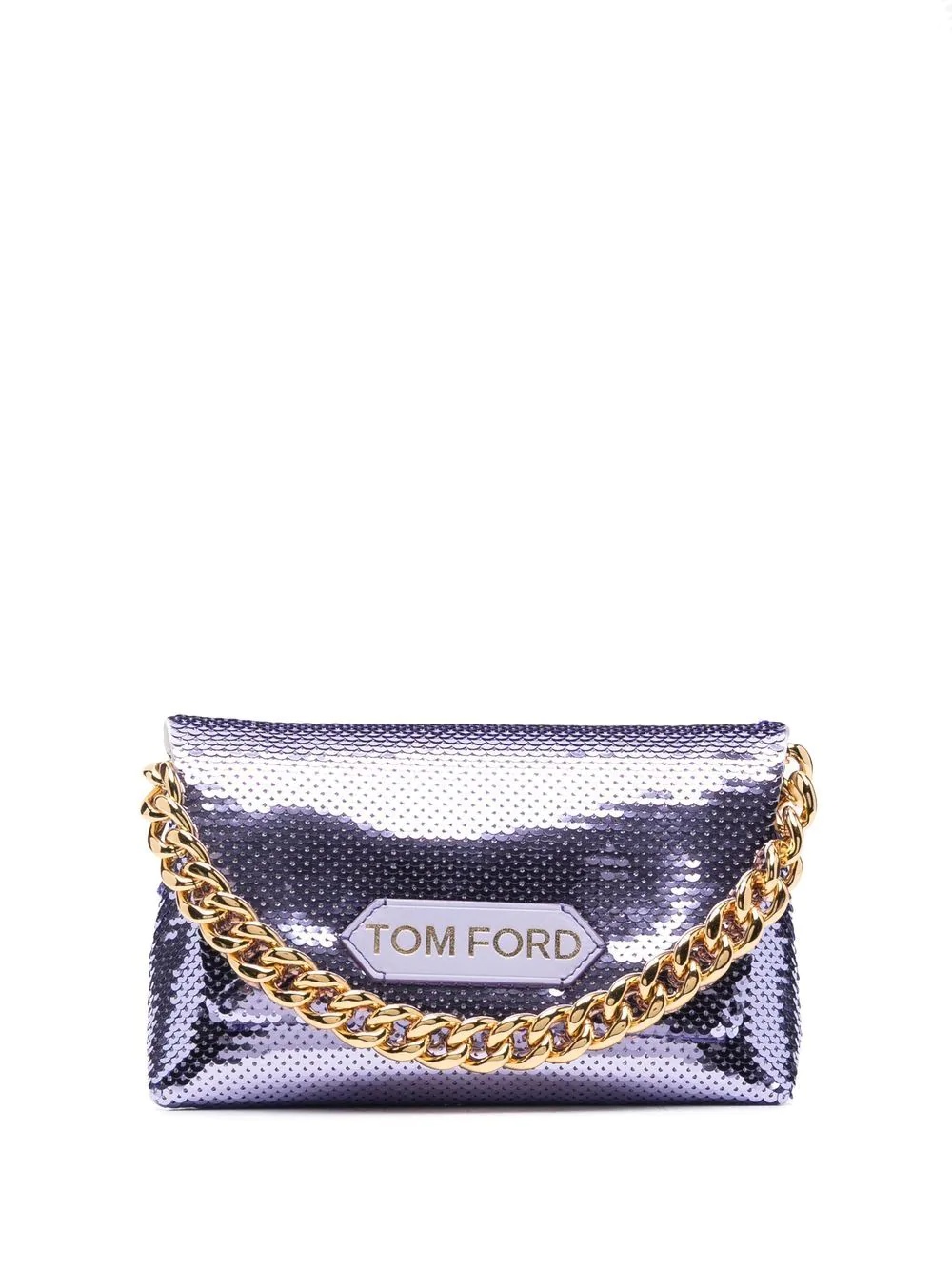 sequin-embellished clutch bag - 1