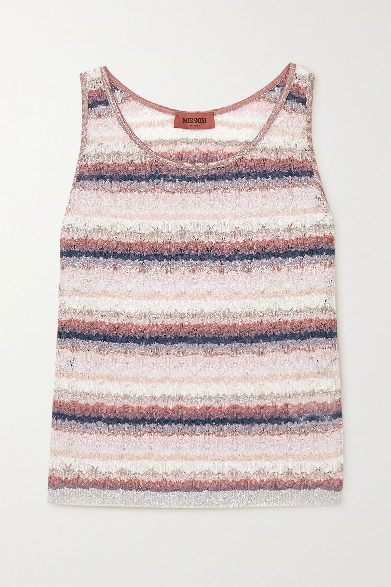 Metallic striped crochet-knit tank - 1