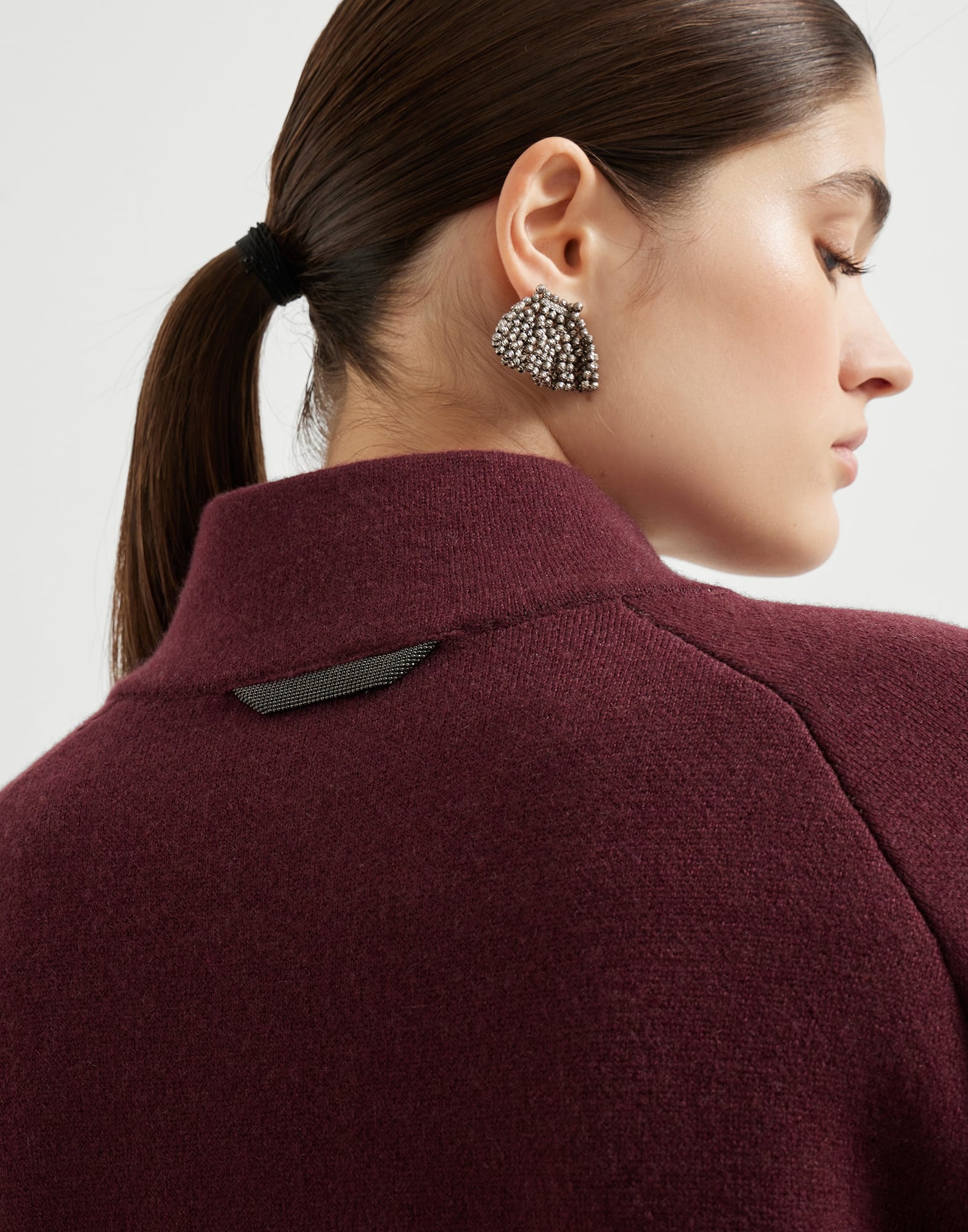 Cashmere double knit outerwear jacket with shiny detail - 3