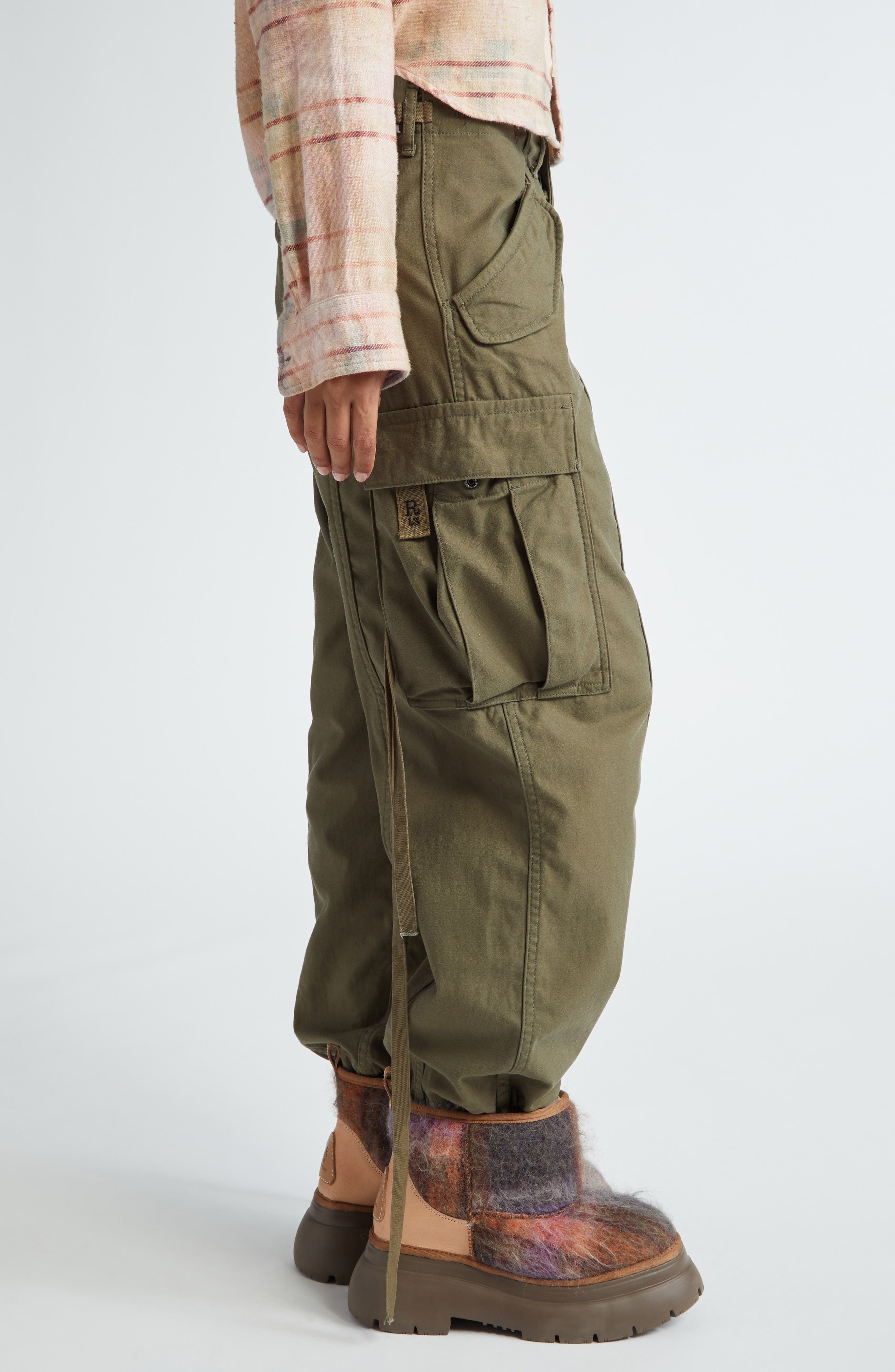R13 Cotton Twill Parachute Cargo Pants in Vintage Olive Drab at Nordstrom - 4