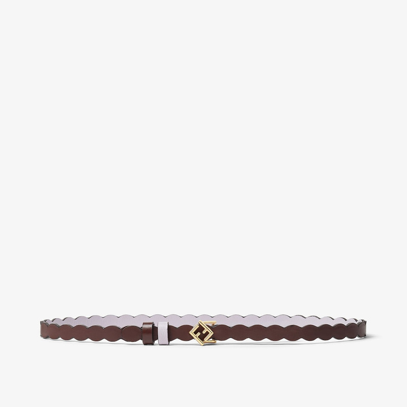 FF Diamonds Belt Mahogany brown and anemone purple reversible leather belt 1