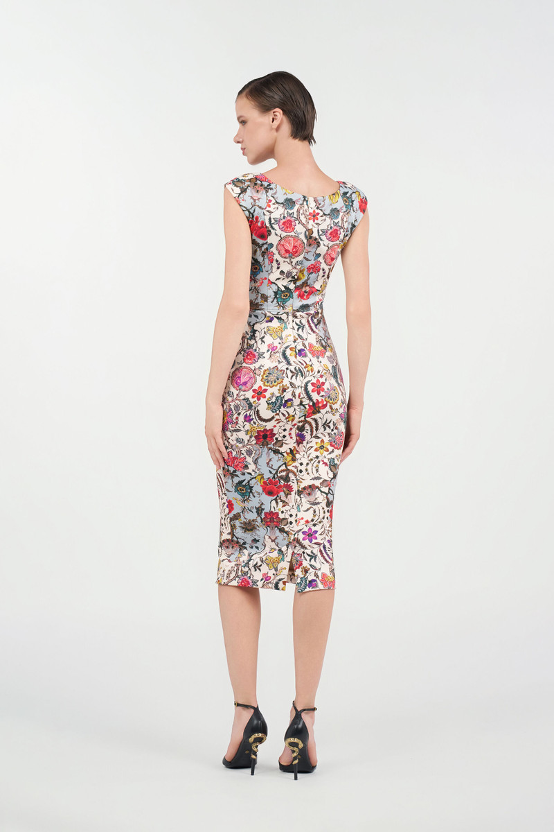 Sheath Dress with Florentine Flowers Print 4