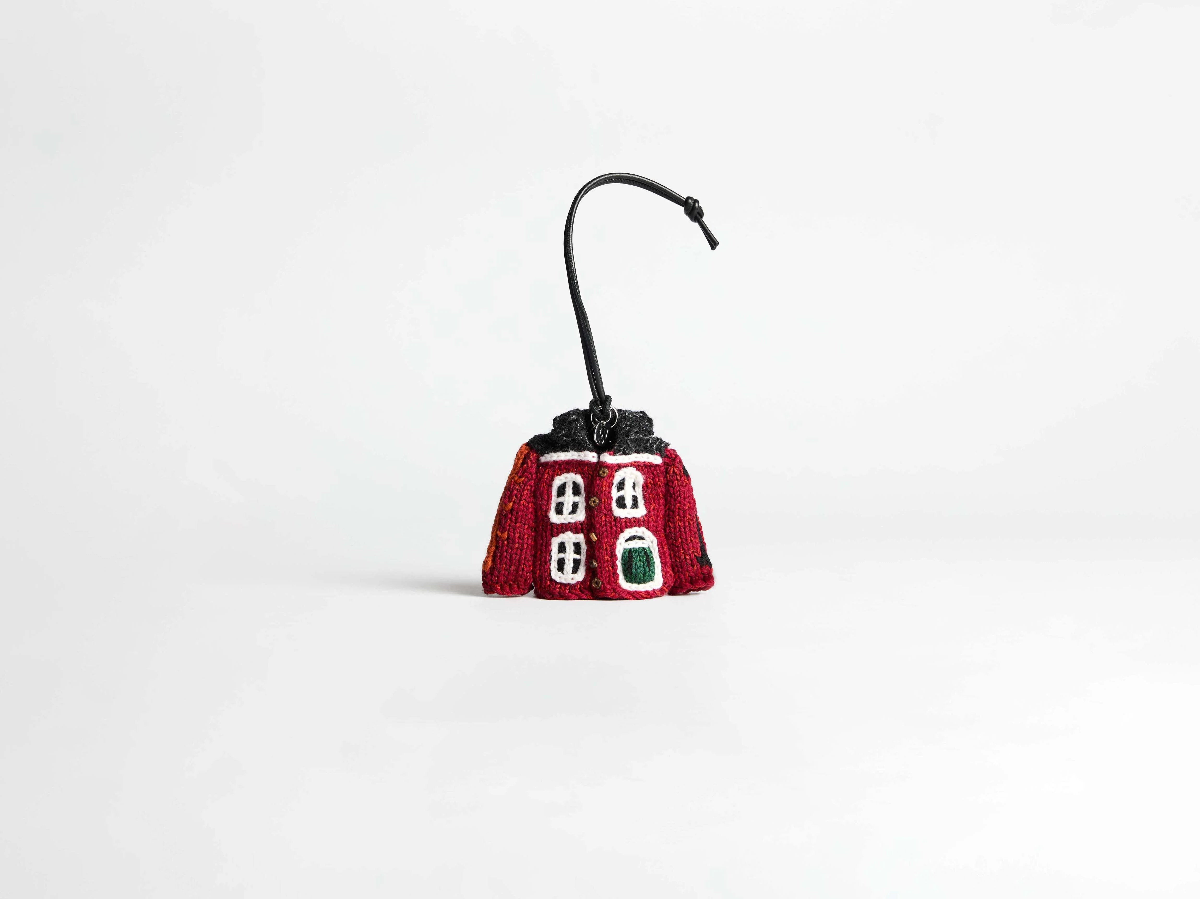 KNITTED HOUSE CARDIGAN CHARM IN RED - 1