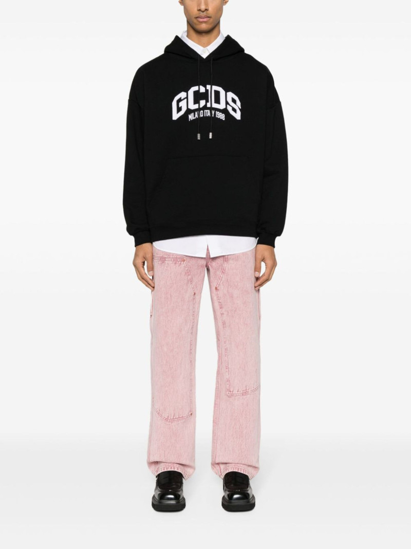 GCDS embroidered-logo cotton hoodie outlook