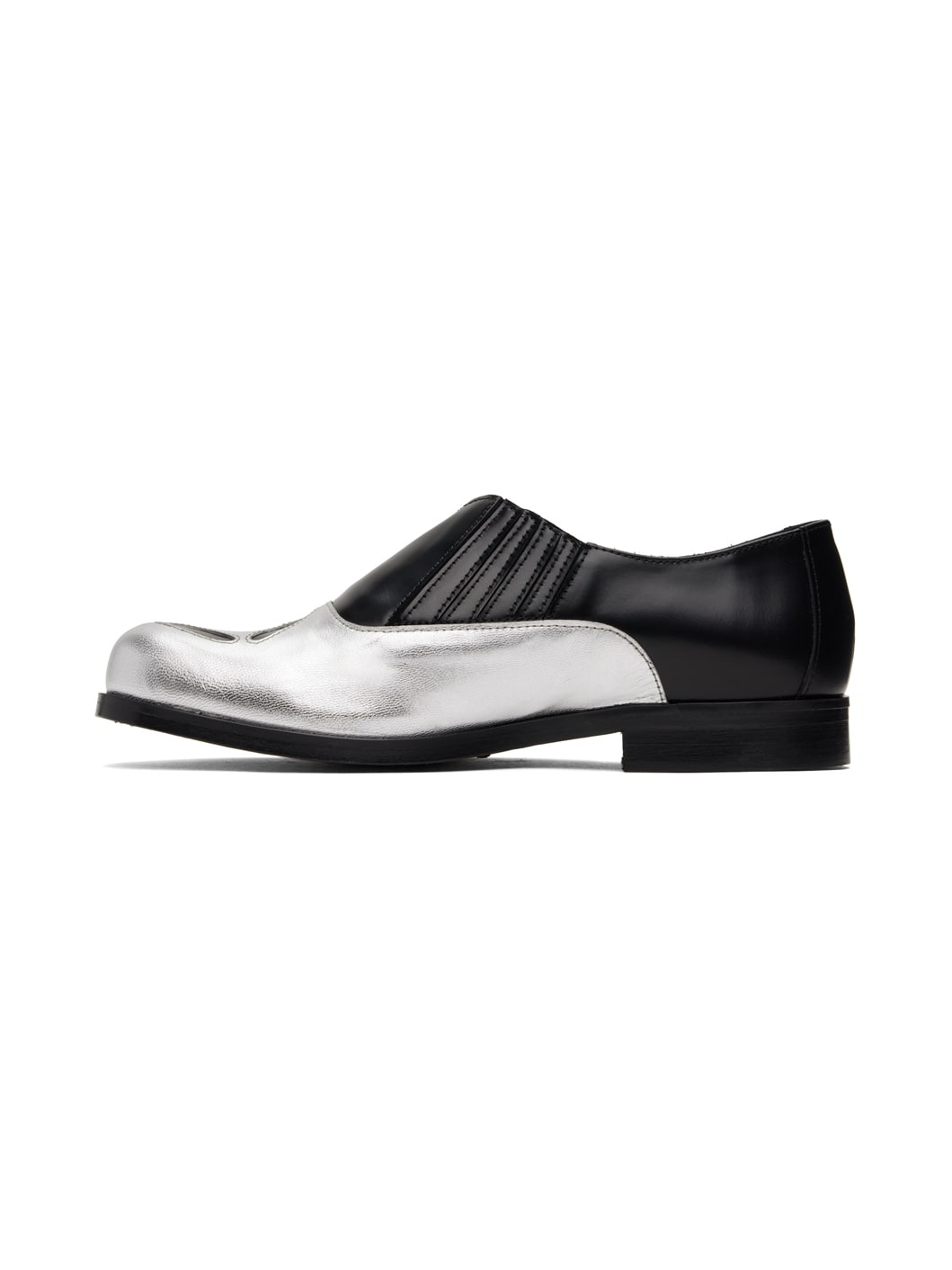 Black & Silver 4 Slashed Loafers - 3