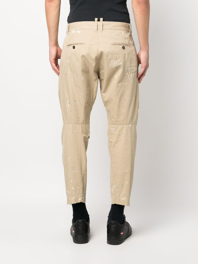 distressed-effect cotton cropped trousers 4