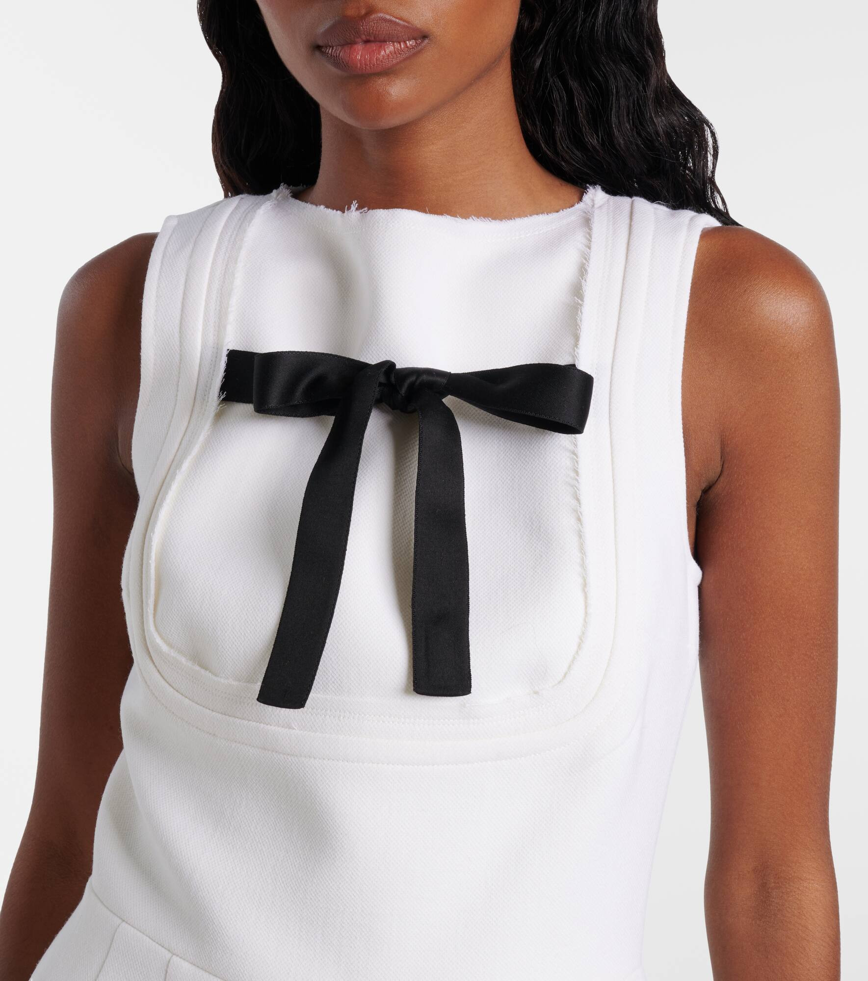 Bow-detail virgin wool minidress - 4