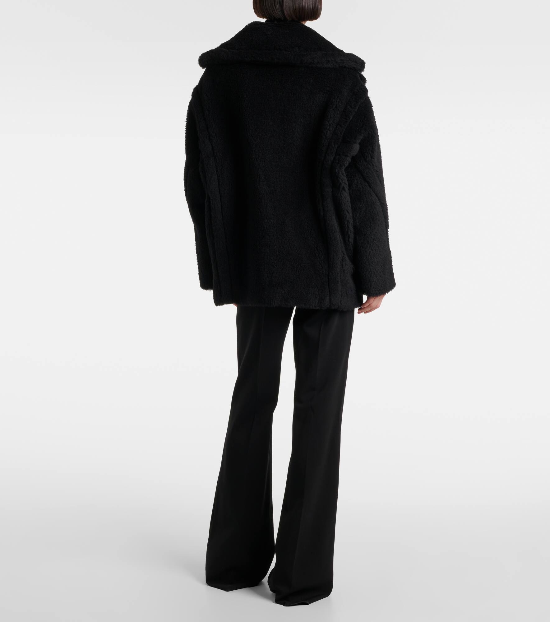 Fuxia alpaca, wool, and silk teddy coat - 3
