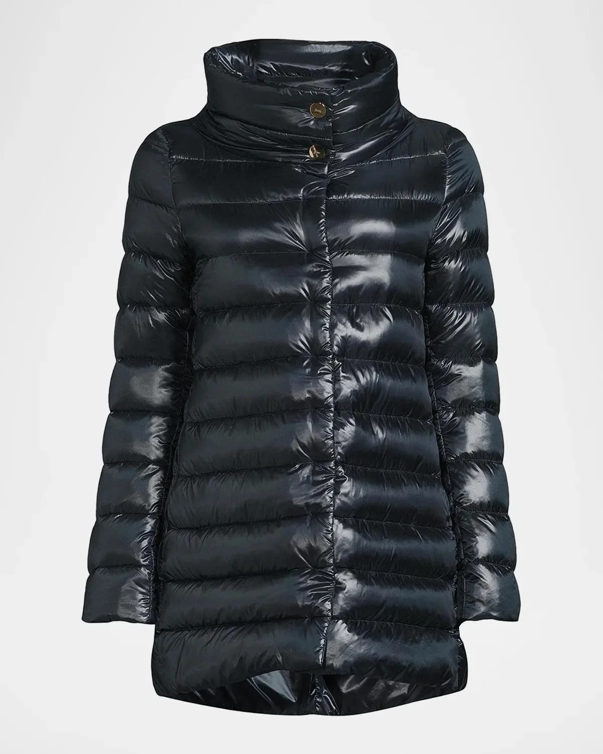 Amelia Water-Resistant Ultralight Nylon A-Line Puffer Jacket - 1