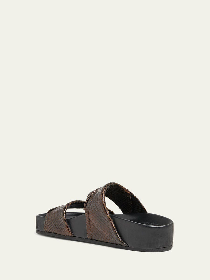 Dries Van Noten Snake-Embossed Leather Platform Slide Sandals outlook