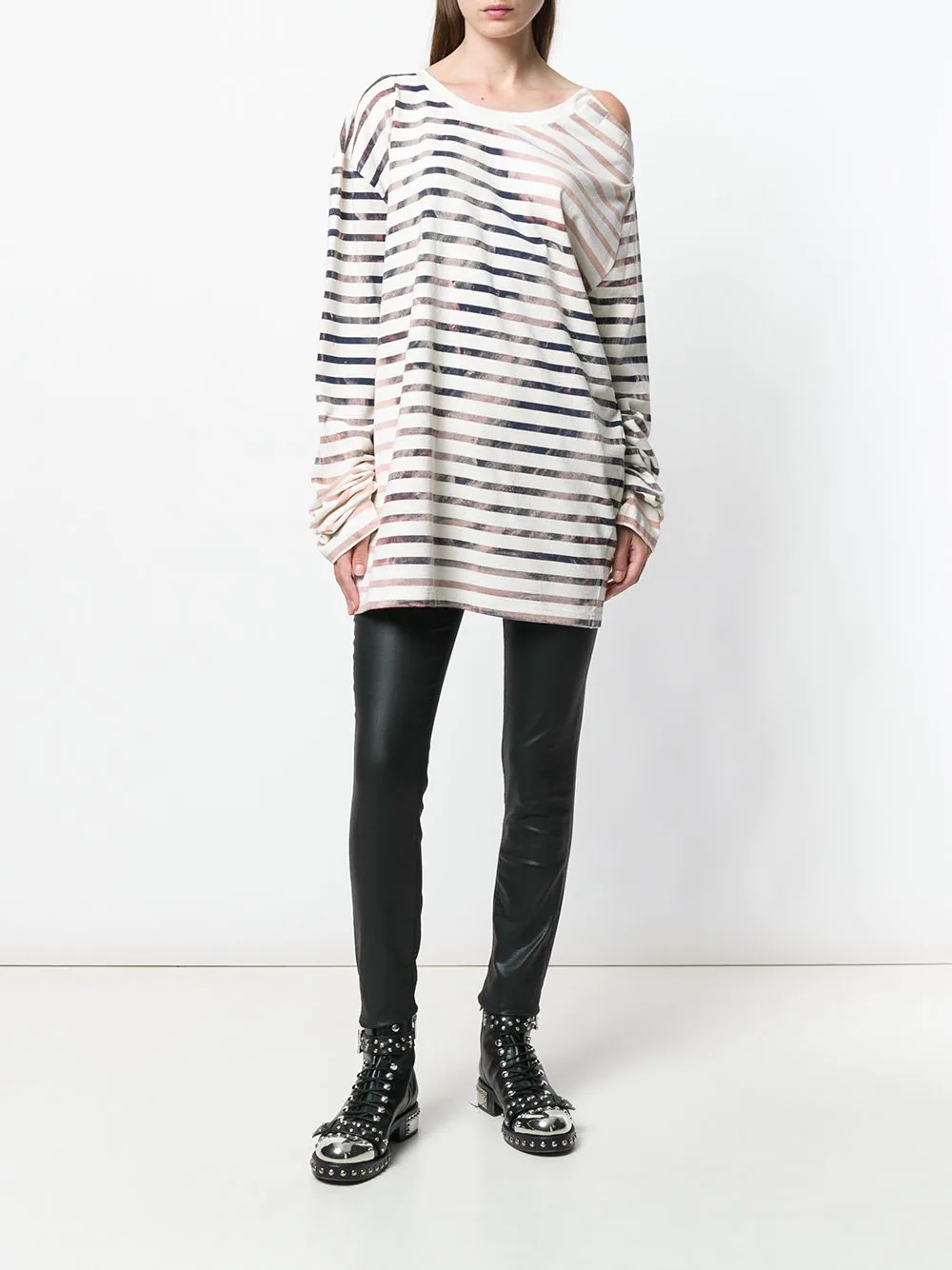 draped longsleeved T-shirt - 3