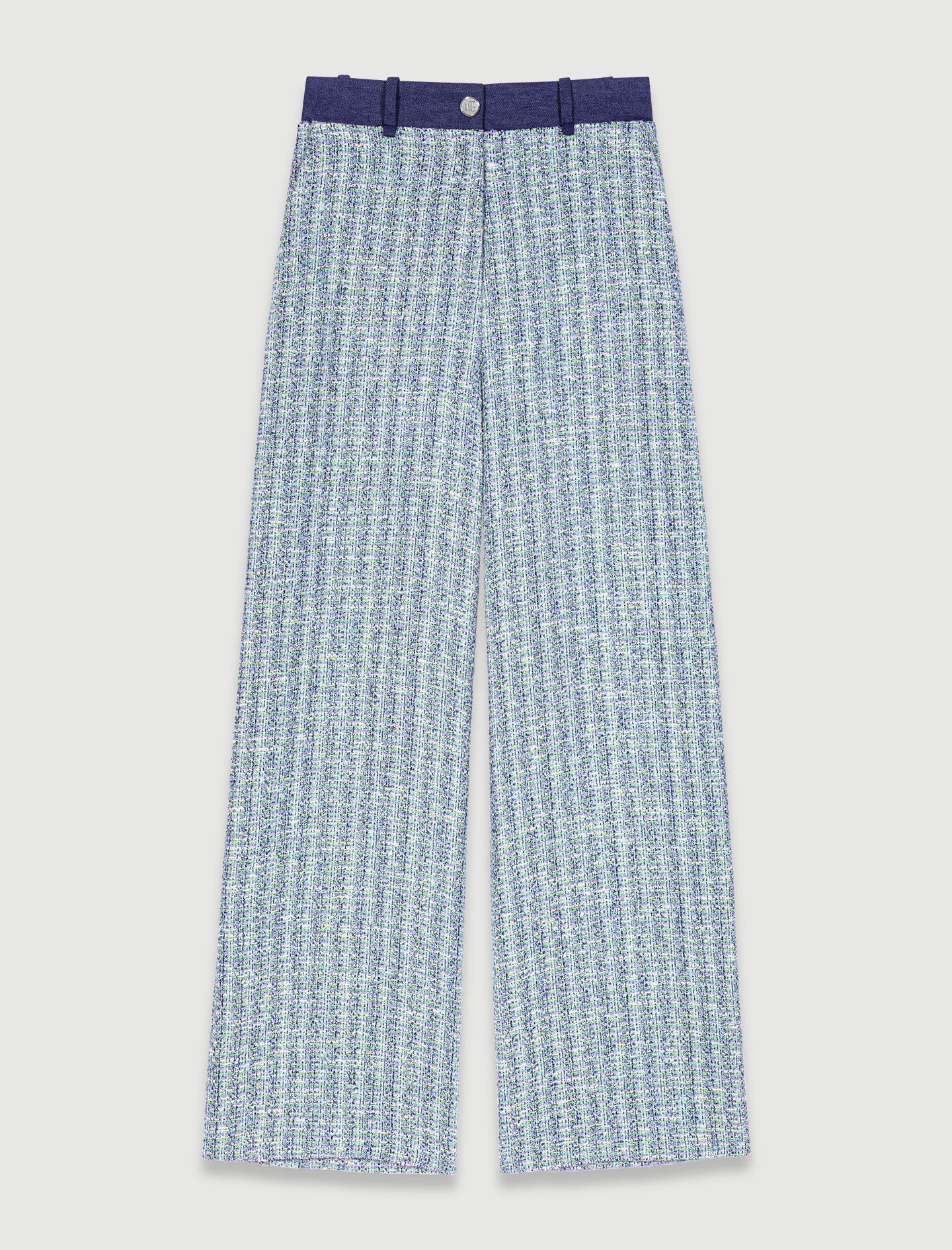 Wide-leg tweed trousers - 1