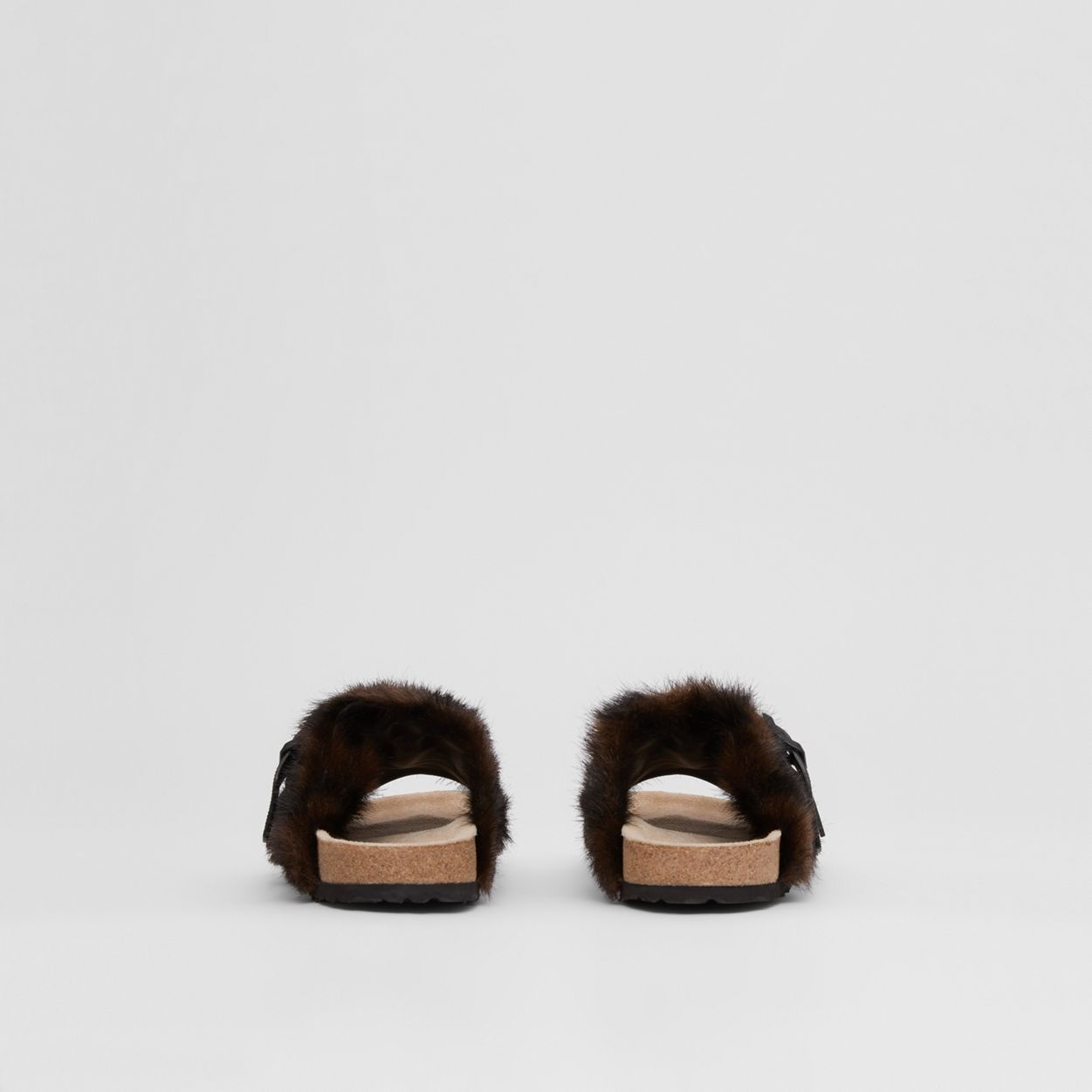 Leather and Faux Fur Sandals - 6