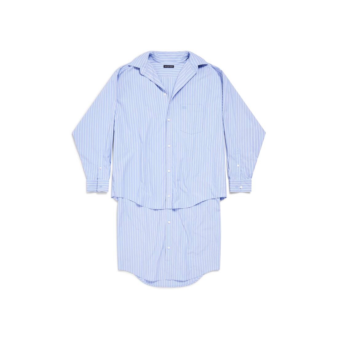 Women's Bb Classic Layered Shirt Dress in Light Blue/white - 1