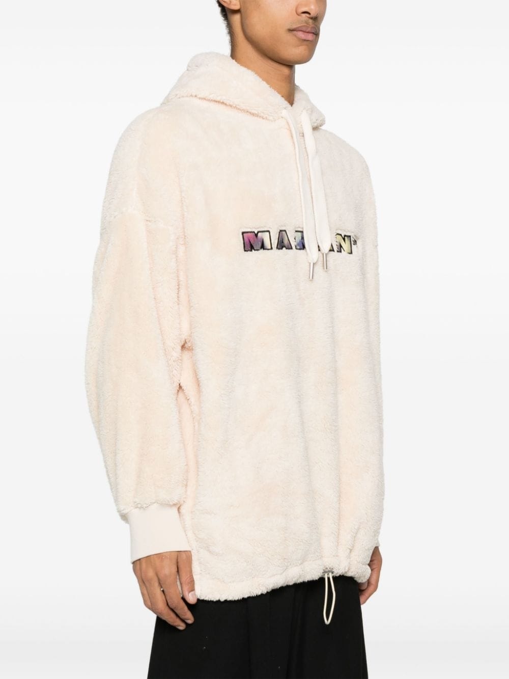 logo-applique fleece hoodie - 3