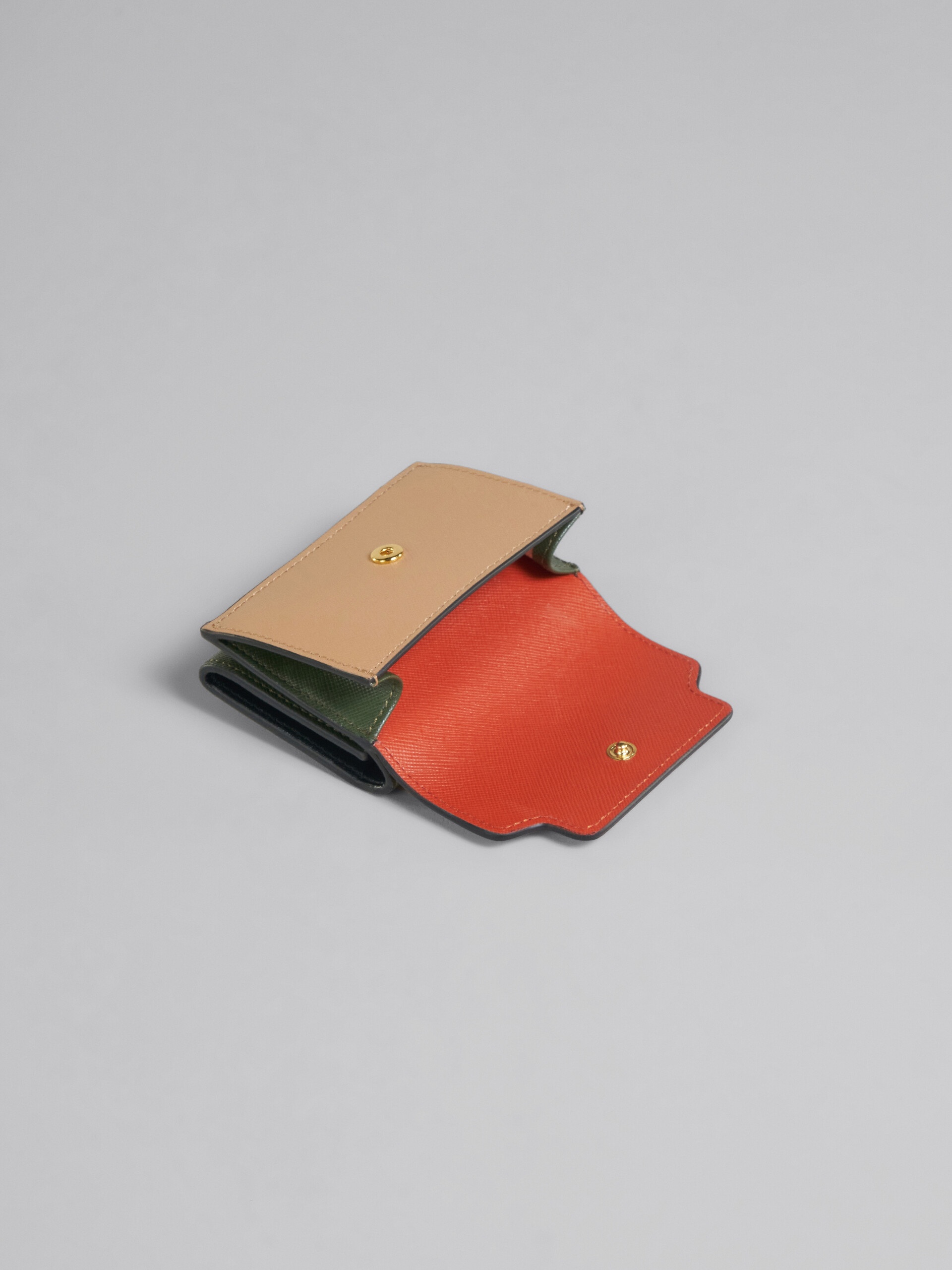 BROWN MULTICOLOUR SAFFIANO LEATHER TRI-FOLD WALLET - 5