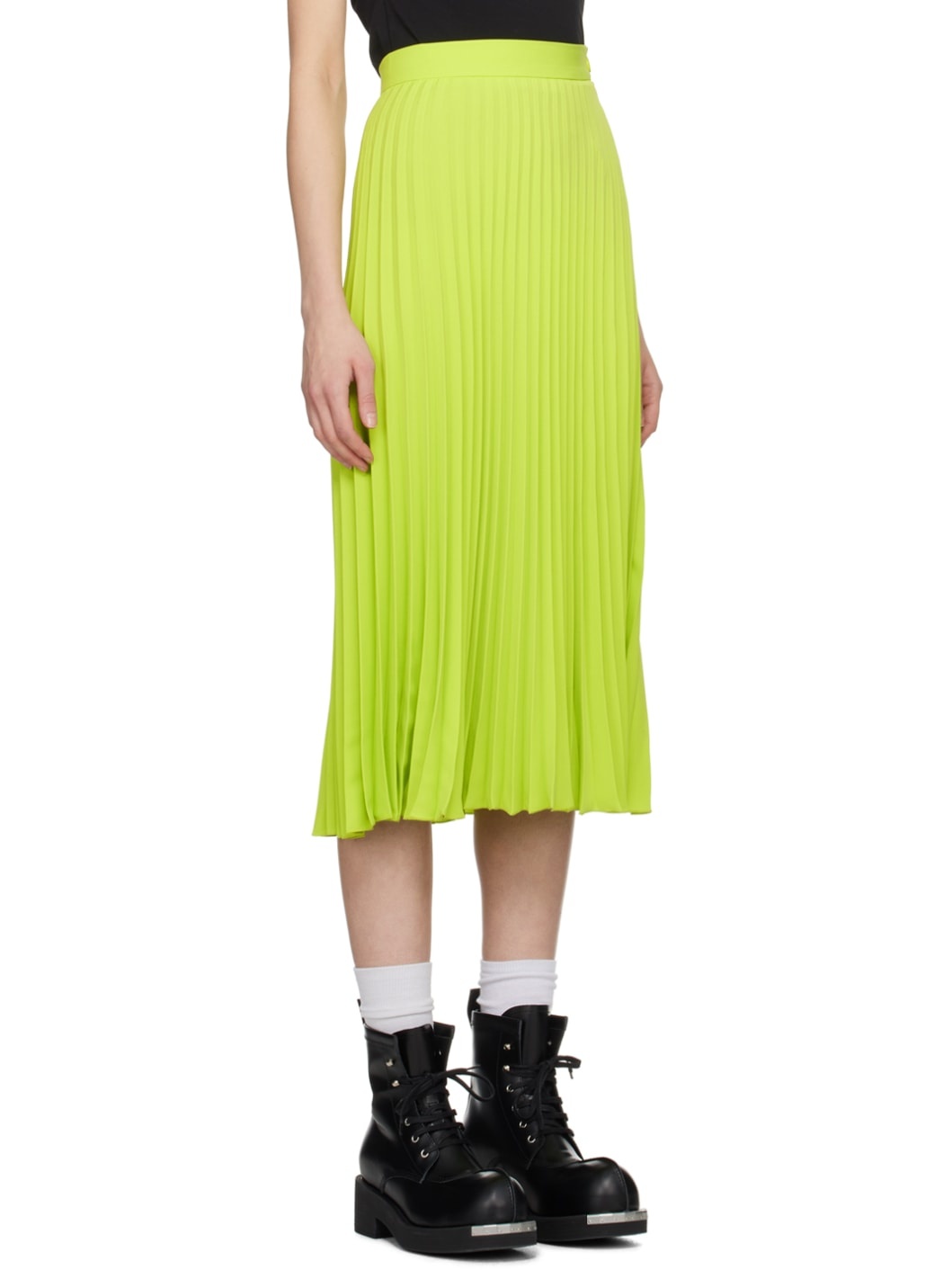 Green Pleated Midi Skirt - 2