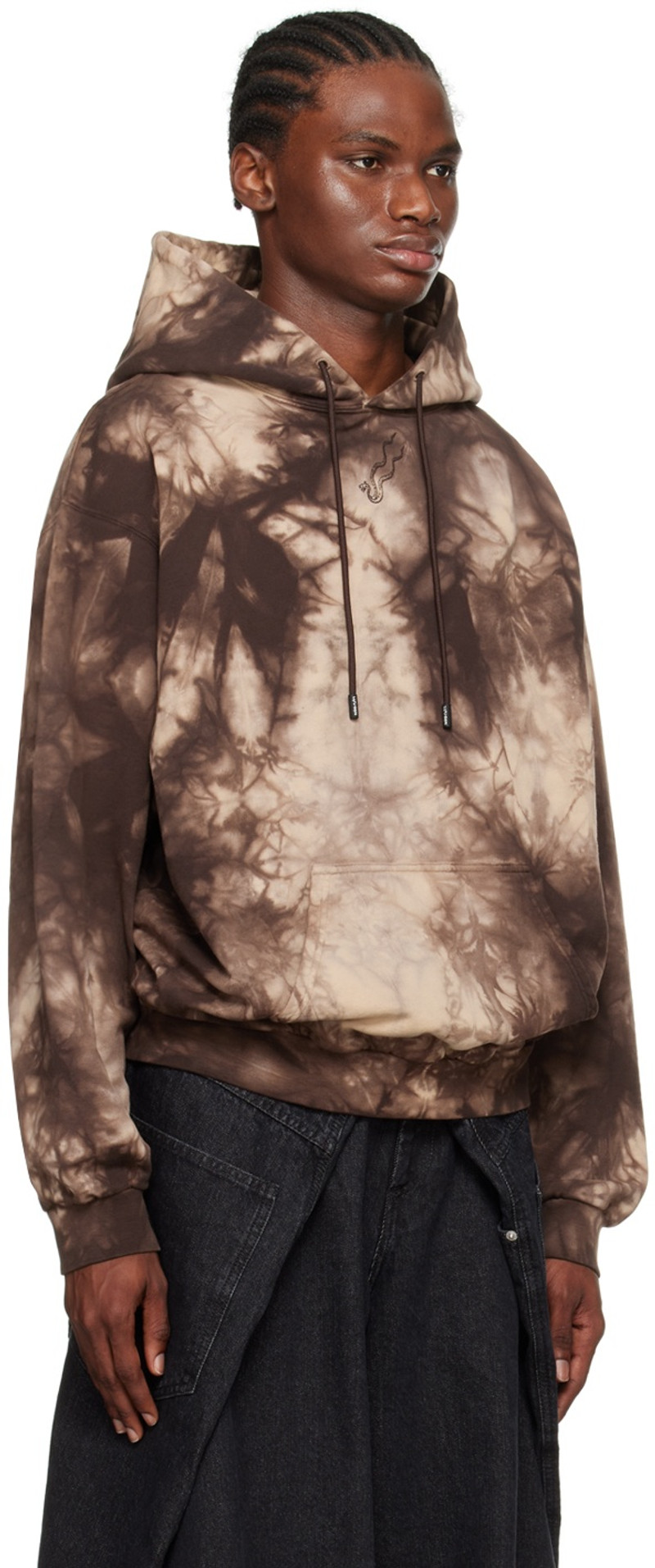 LU'U DAN Brown Bleached Ink Hoodie outlook
