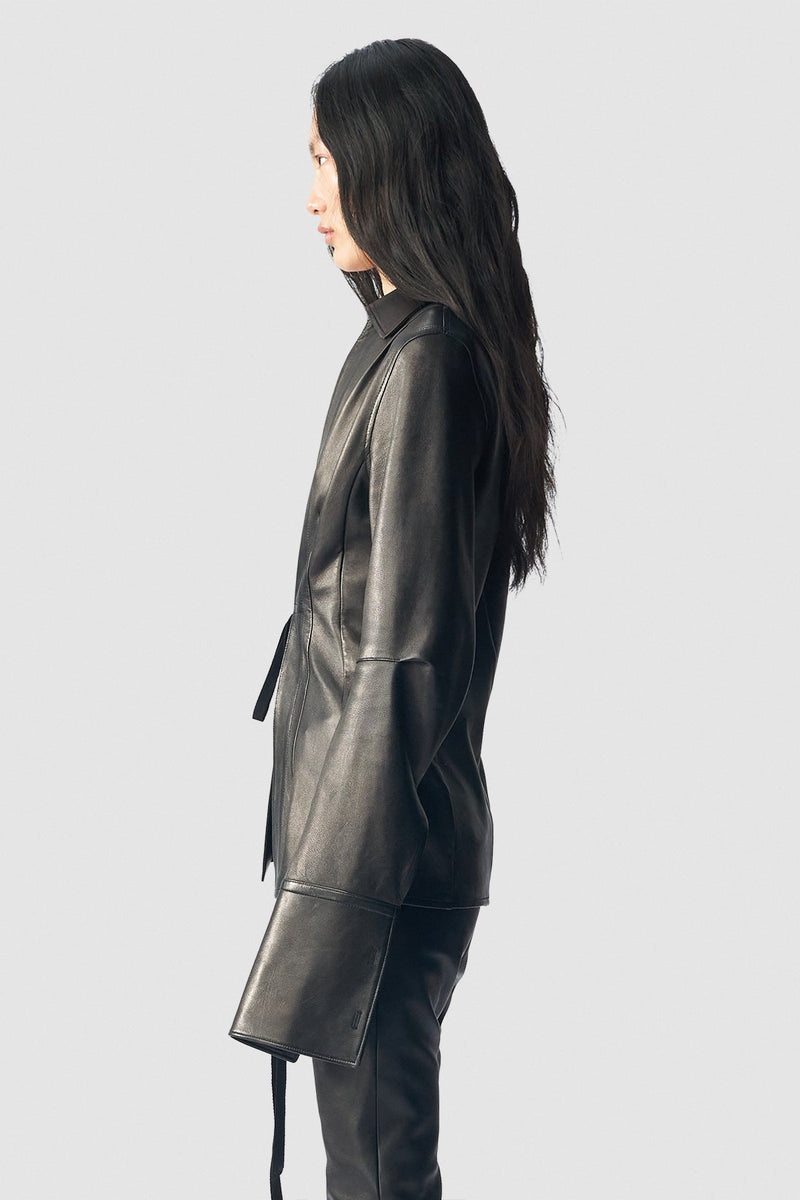 Tシャツ・カットソー Ann Demeulemeester LINSEY OPEN FRONT FITTED SHIRT Ann Demeulemeester Linsey Open Front Fitted Shirt | REVERSIBLE