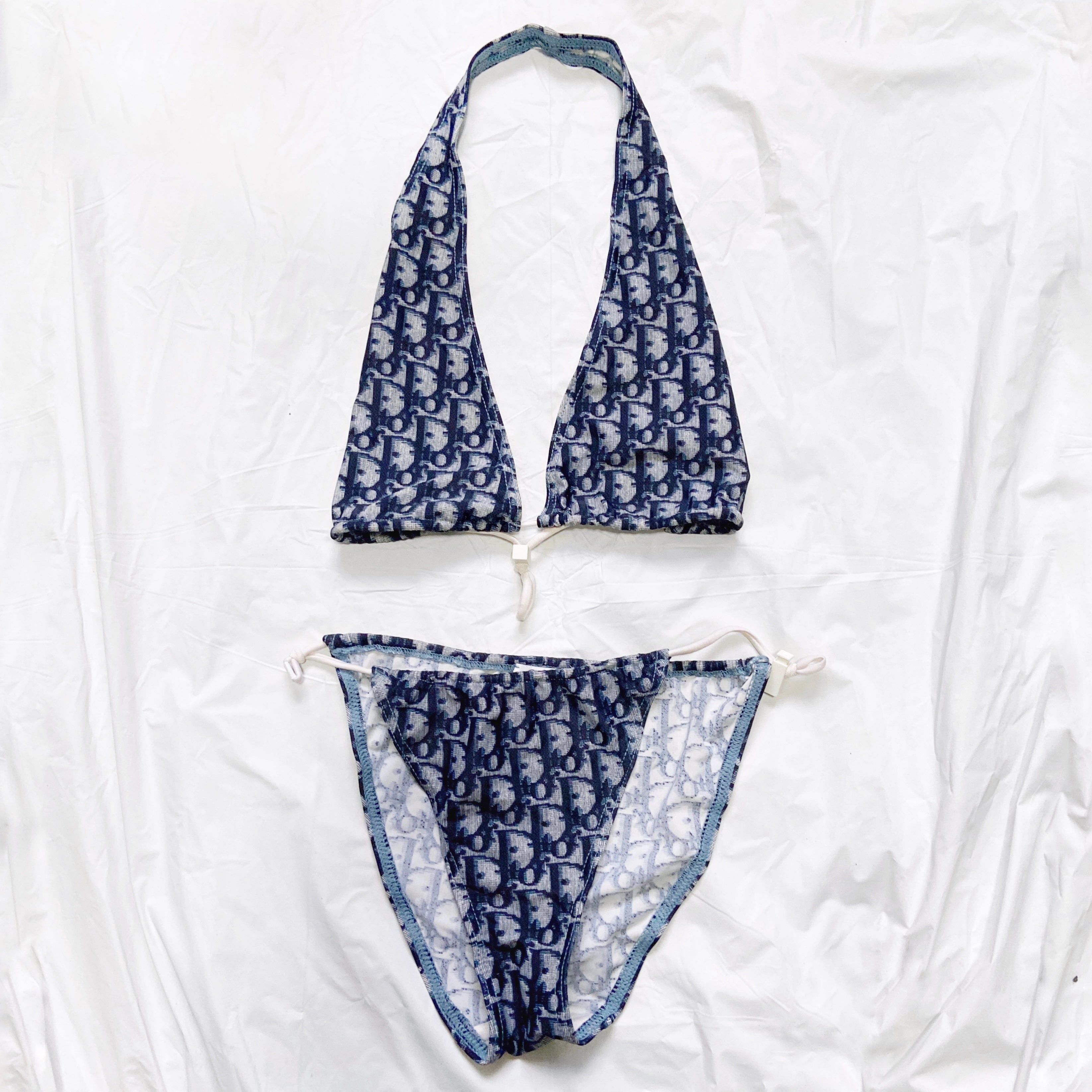 NEW Dior Galliano Spring 2002 blue oblique monogram bikini swimsuit - 9