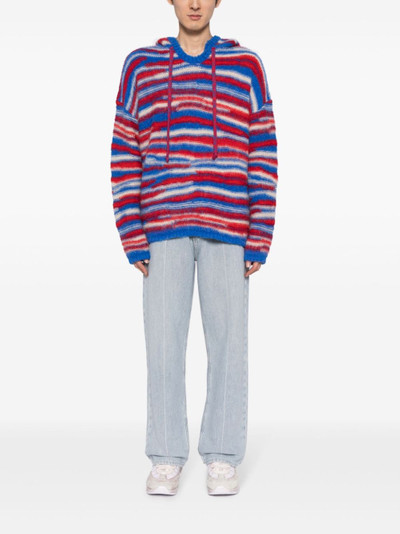ERL striped intarsia-knit hoodie outlook