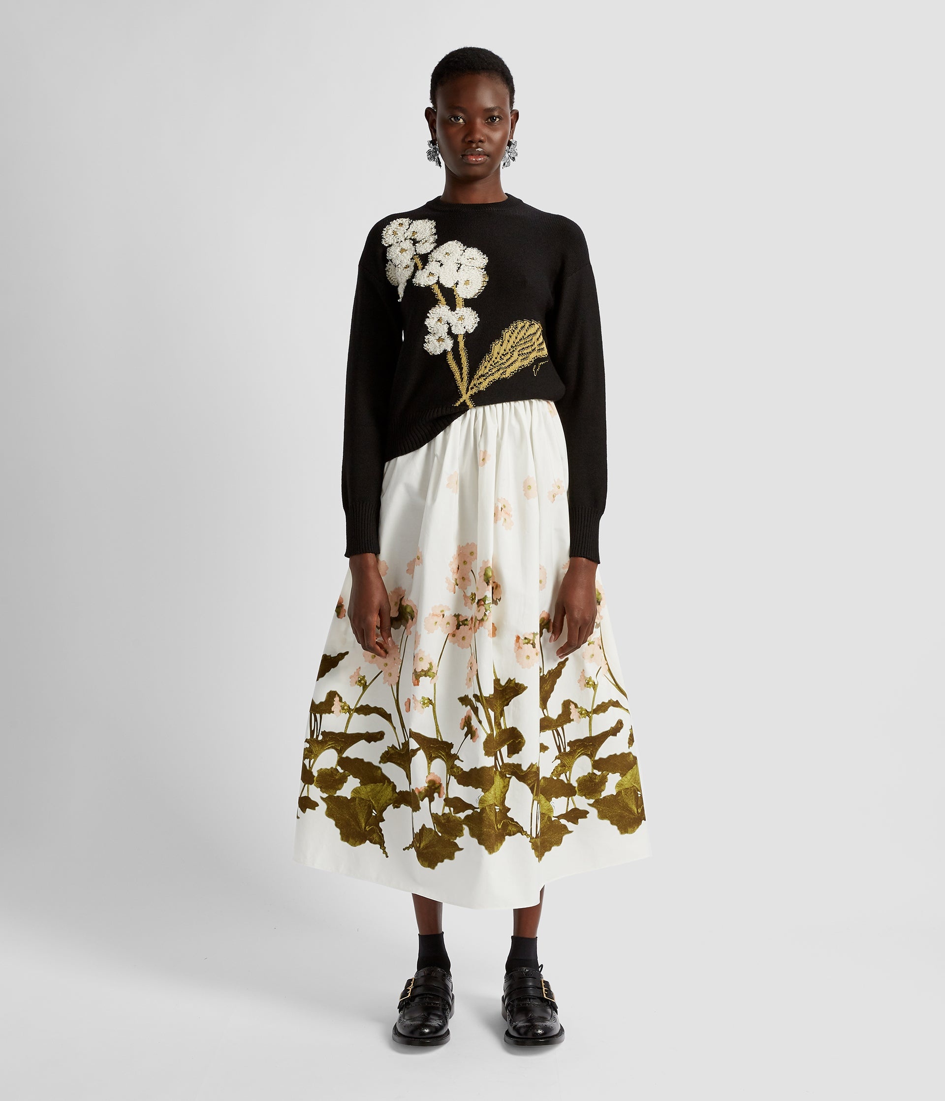 GATHERED MIDI SKIRT - 2
