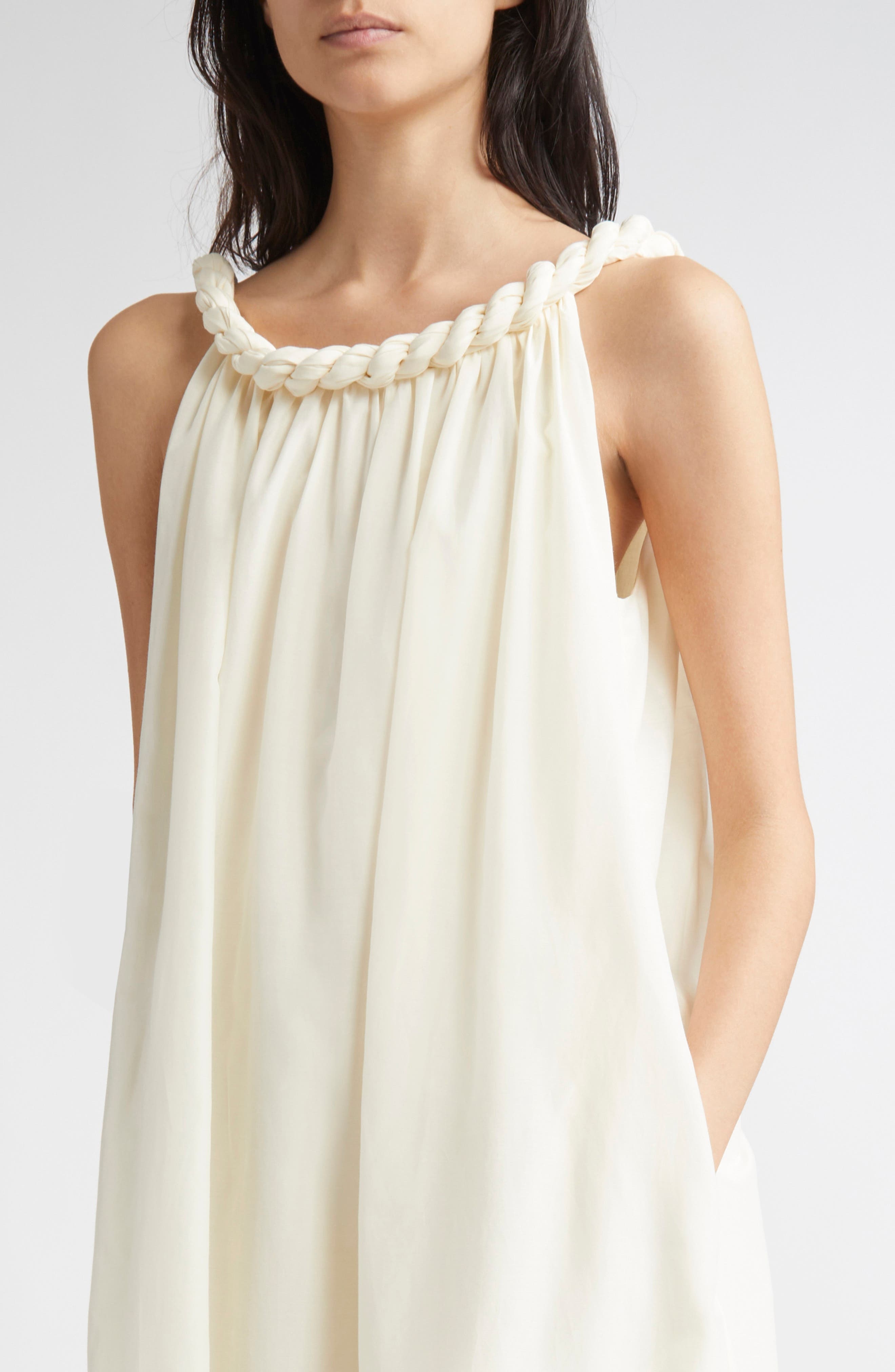 LOULOU DE SAISON Kika Gathered Cotton & Silk Voile Maxi Dress in Ivory at Nordstrom - 4