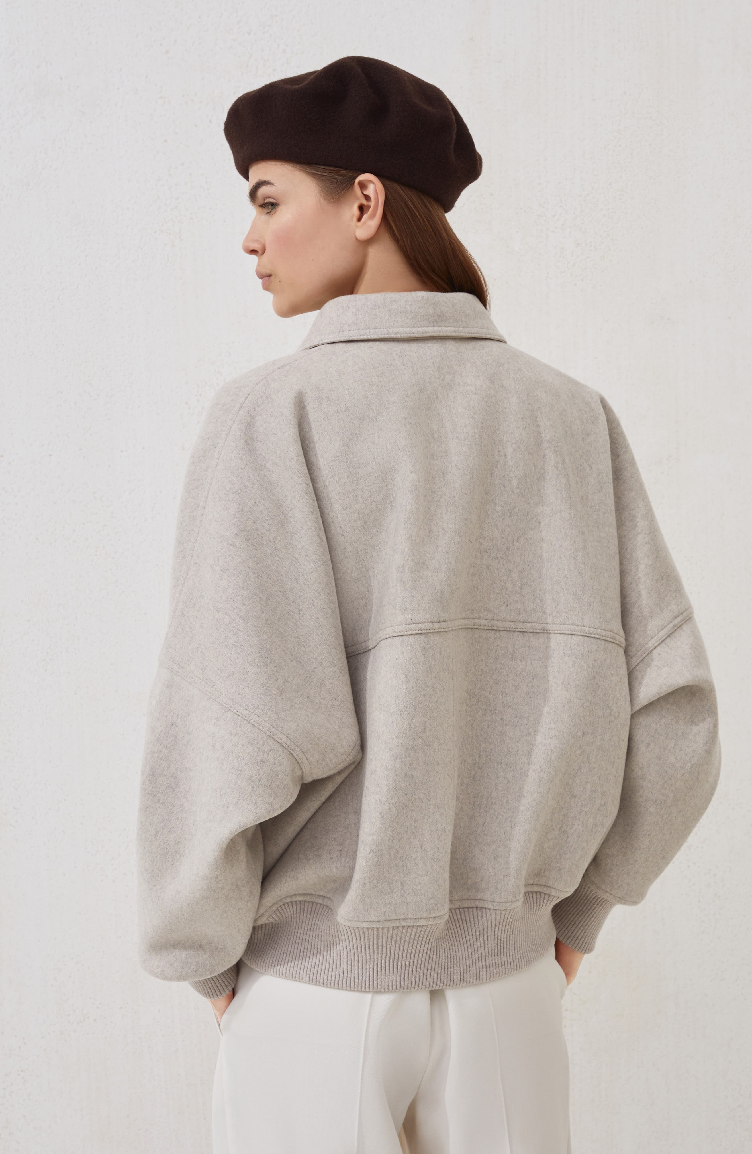 Brunello Cucinelli Double fabric bomber jacket in Cool Beige at Nordstrom - 3