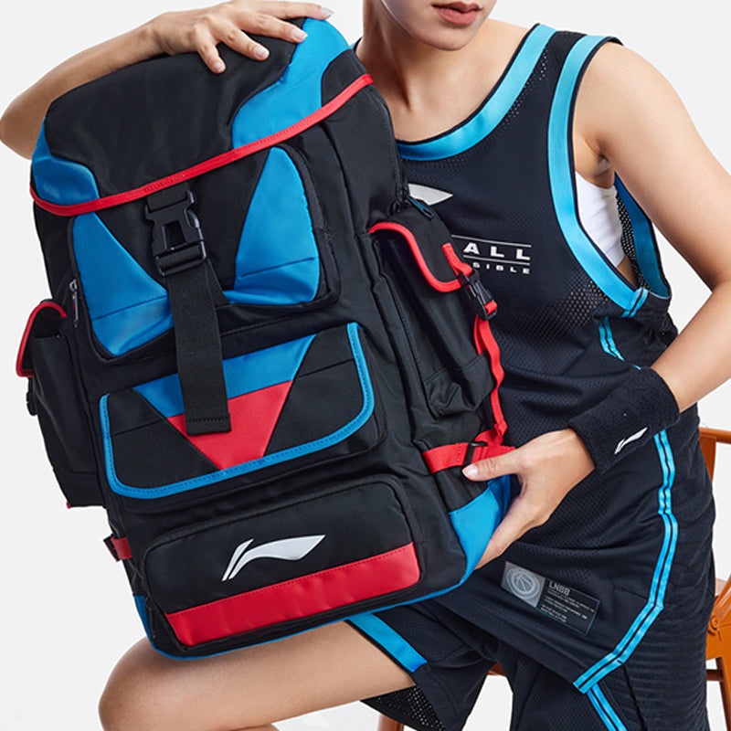 Li-Ning Basketball Outdoor Backpack Large 'Black Blue Red' ABSS315-1 - 7