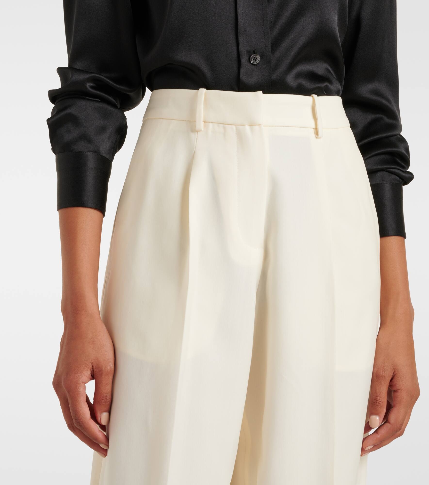 Wool and silk wide-leg pants - 4