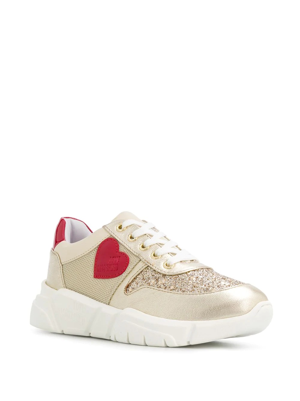 heart patch leather sneakers - 2