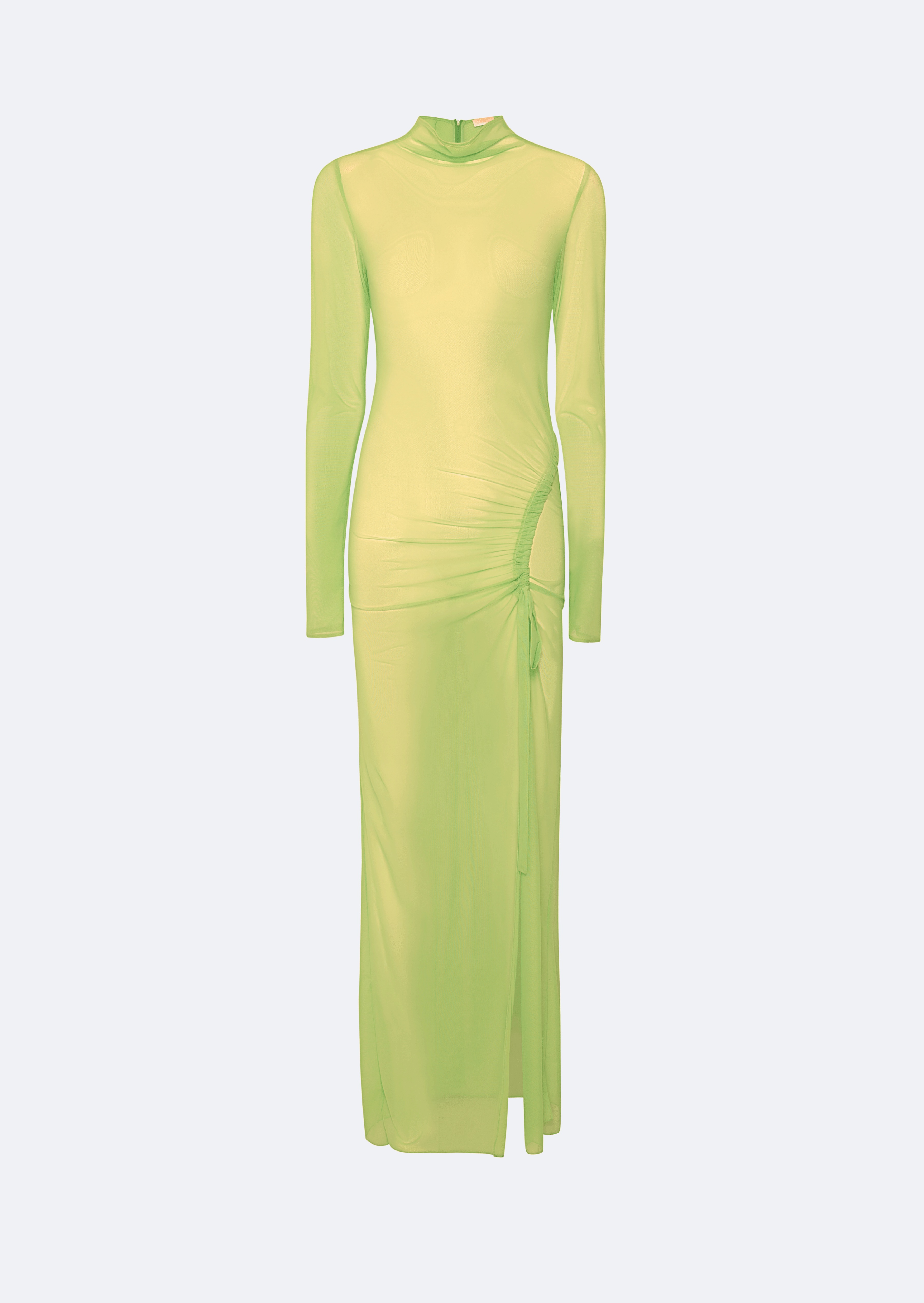 Mesh Bias Tab Slit Dress - 1