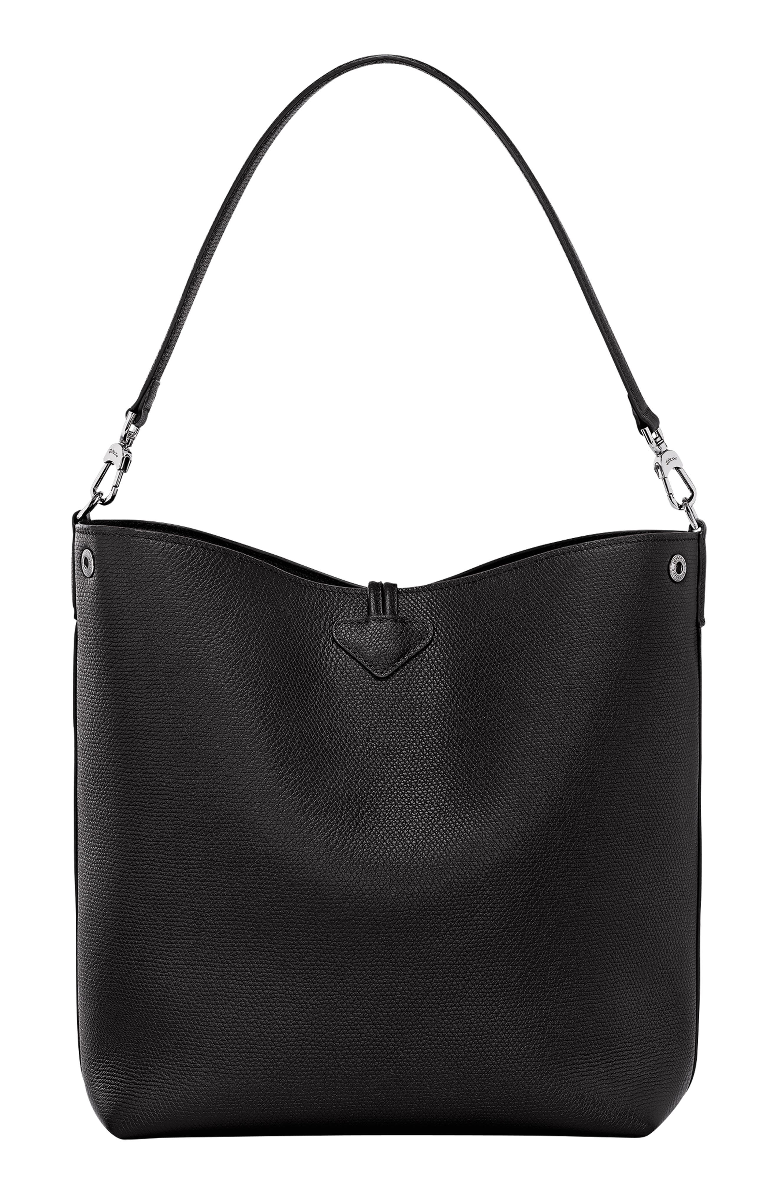 Longchamp Le Roseau Leather Hobo Bag in Black at Nordstrom - 3