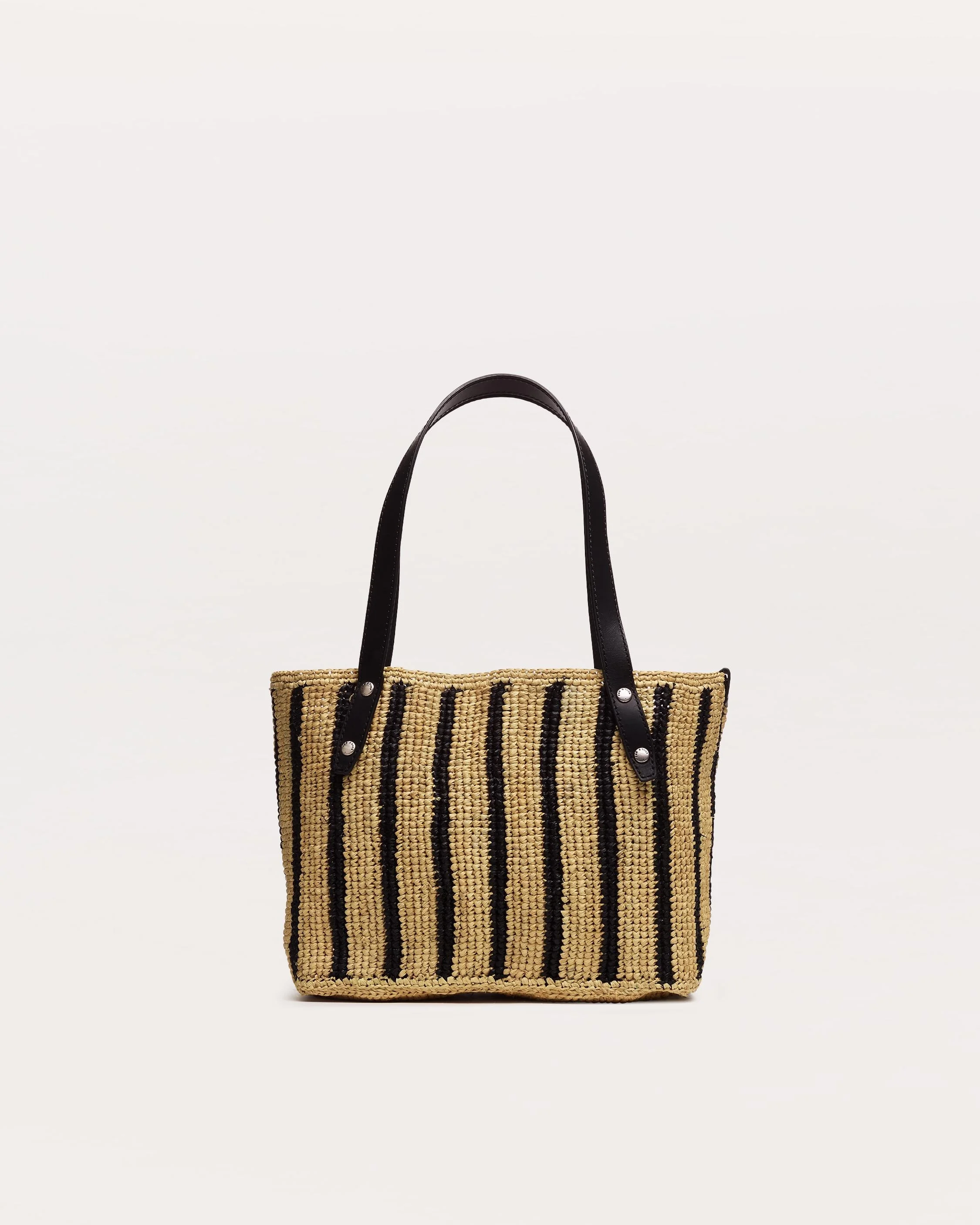 Small Striped Straw Tote Bag - 1