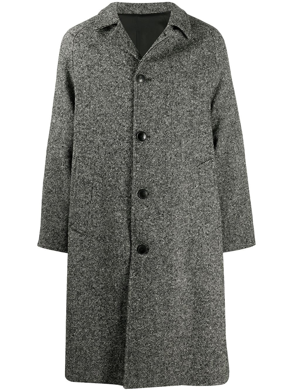 mélange-effect single-breasted overcoat - 1