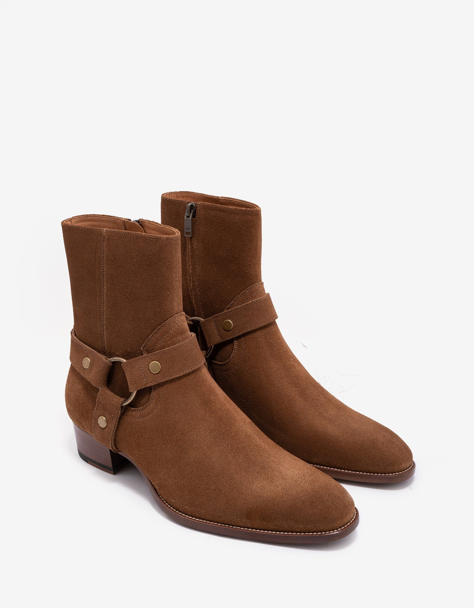 Saint Laurent Brown Wyatt 40 Harness Boots - 1