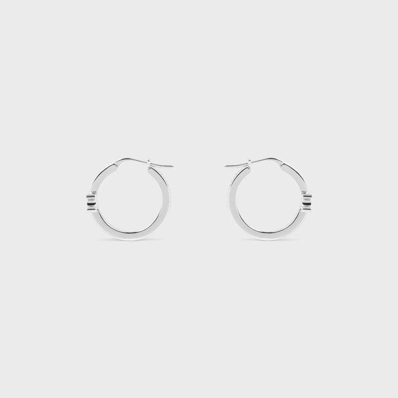 Triomphe Sparkle Hoops 에 Strass 과 Brass 와 Rhodium 끝 1