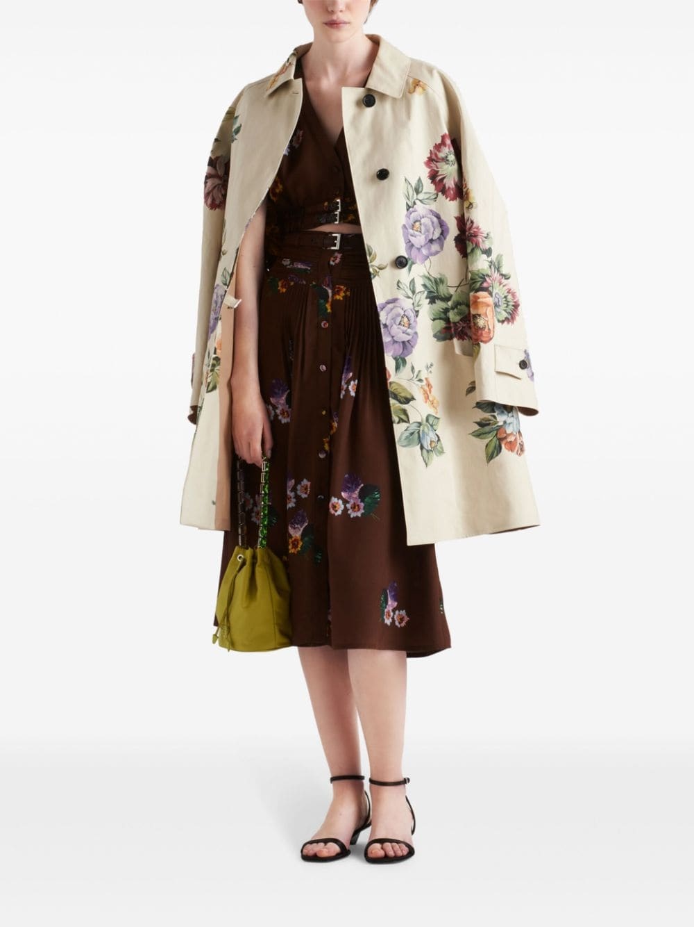 floral-print single-breasted coat - 2
