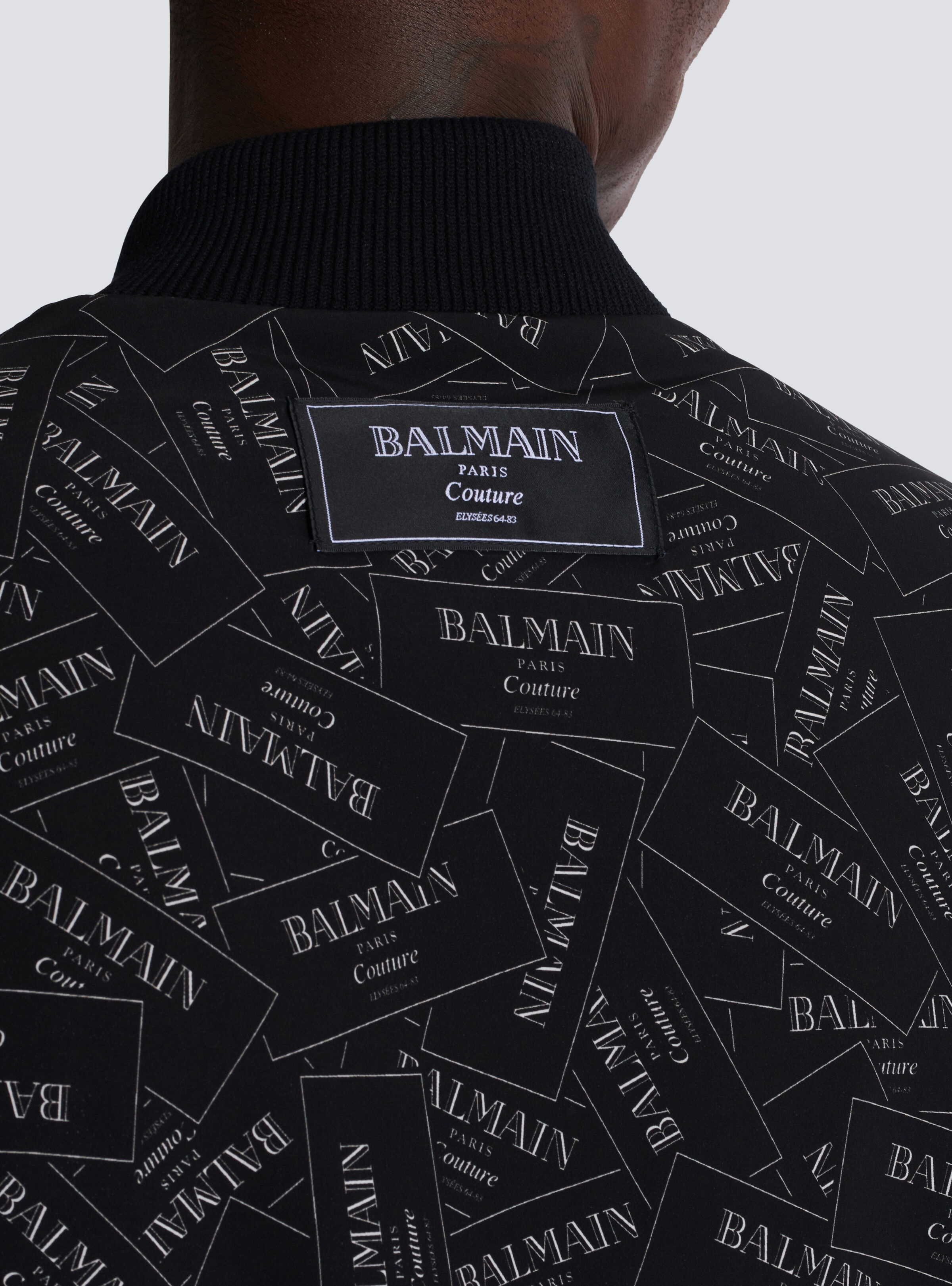 Printed Balmain label bomber jacket - 8