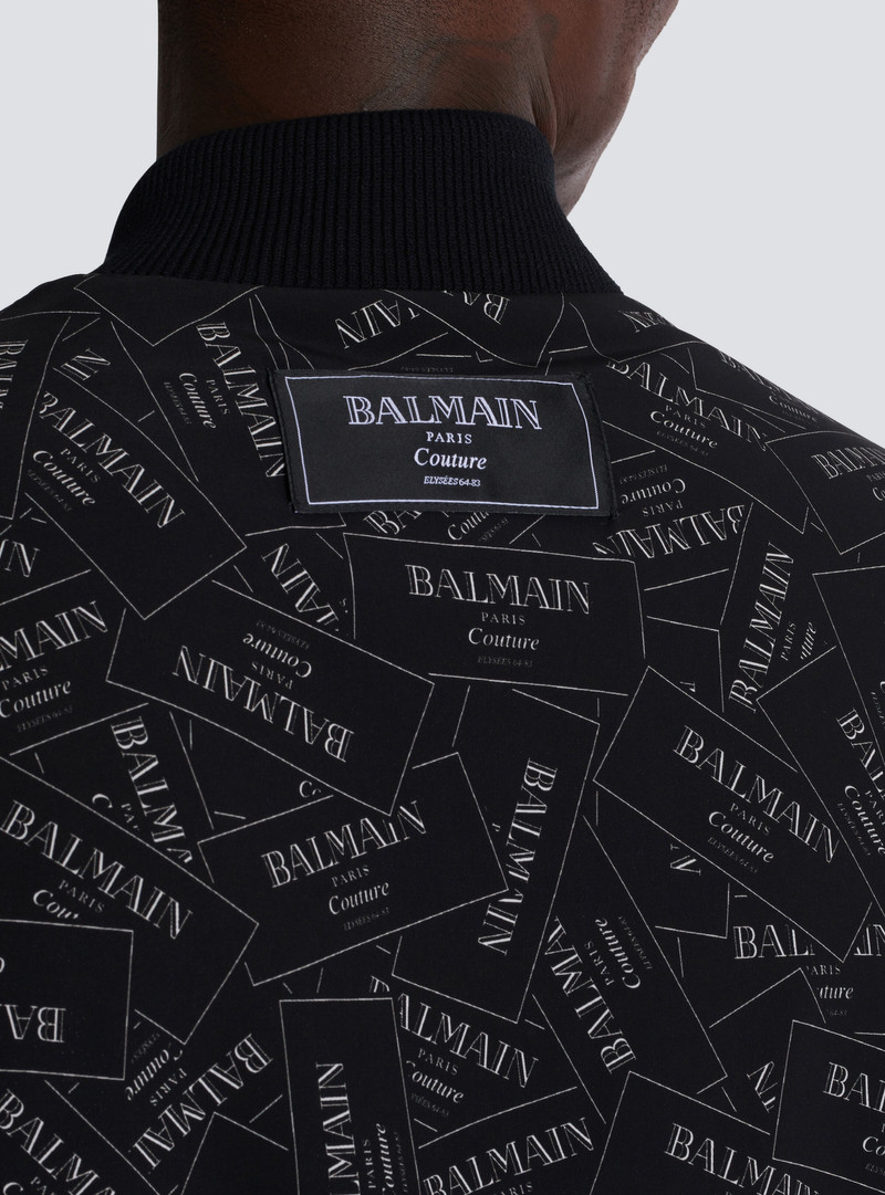 Printed Balmain label bomber jacket 8