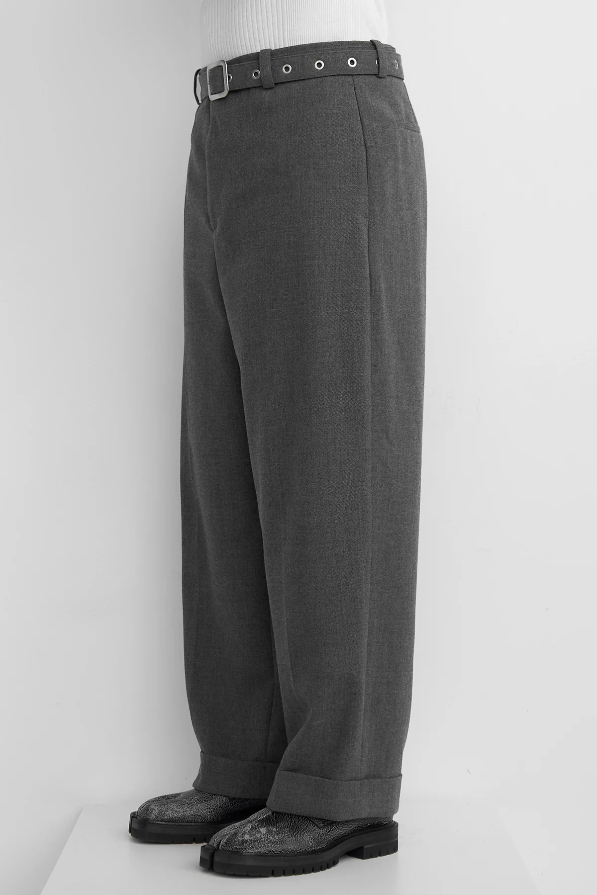Jil Sander Wool Canvas Belted Trousers Volcanic Glass - 5