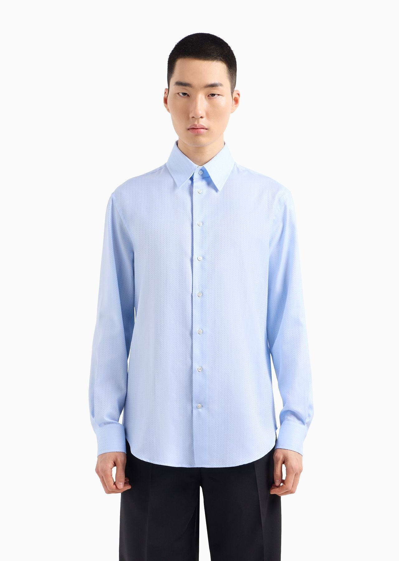 Herringbone motif jacquard cotton shirt - 2
