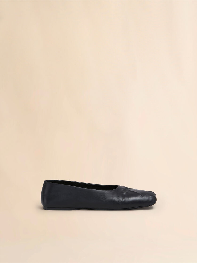 BLACK NAPPA LEATHER LITTLE BOW BALLET FLAT - 1