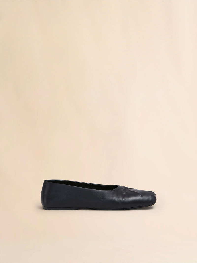 BLACK NAPPA LEATHER LITTLE BOW BALLET FLAT 1